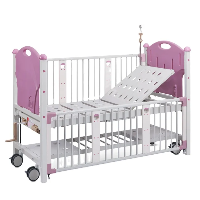 

EU-CB508 Double Cranks Multi function Babies Medical Crib Stainless Steel Kids Hospital Bed Manual Child Bed