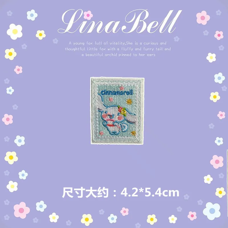 Cute Sanrio Hello Kitty Diy Self-Adhesive Photo Frame Fabric Patch Kuromi Melody Cartoon Clothing Hot Adhesive Embroidery Patch