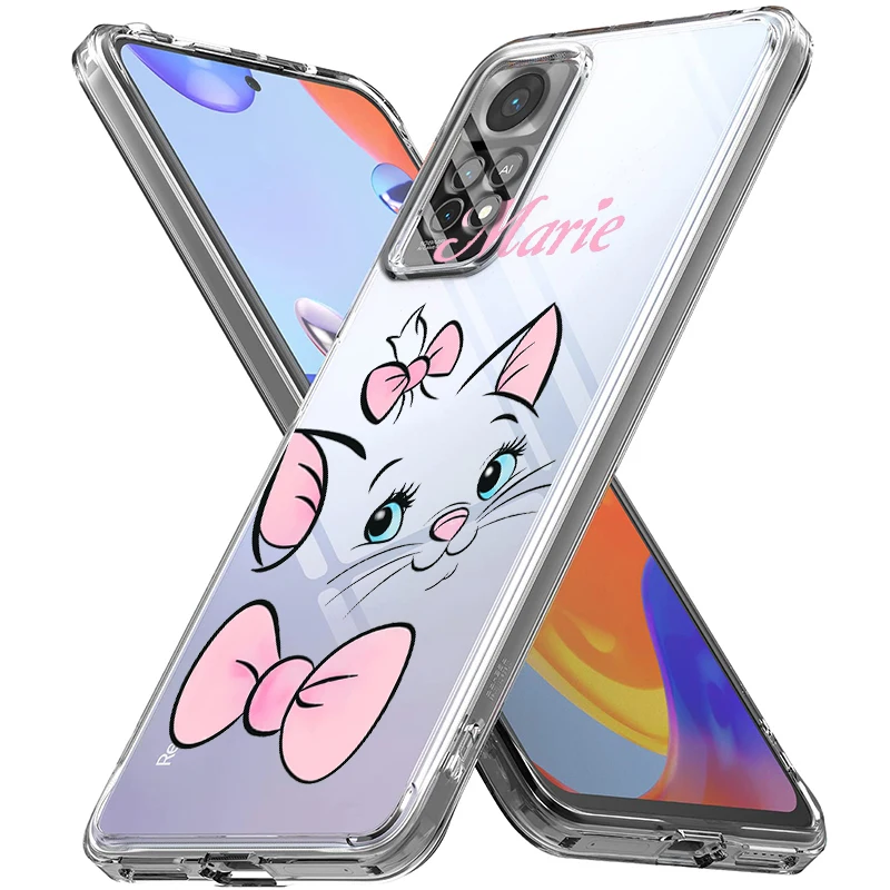 Marie Cat Anime For Xiaomi Redmi Note 12 11 11T 10 9 8 7 6 5 4 Pro 5G 4G Silicone Soft TPU Transparent Phone Case Coque Capa