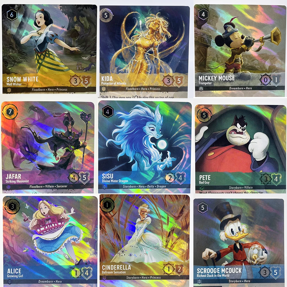 

Foil Lorcana Proxy Card Chapter 2/3 English Jafar Kida Sisu Scrooge Mcduck Arthur Ursula Alice Mickey Mouse Beast TCG Game Cards