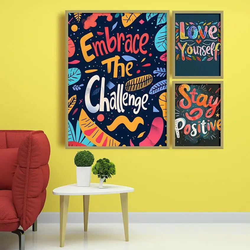 

Colorful Motivational Quote Inspirational Wall Art Canvas Poster Picture Home Decor Bedroom Study Office Positive Interior Art