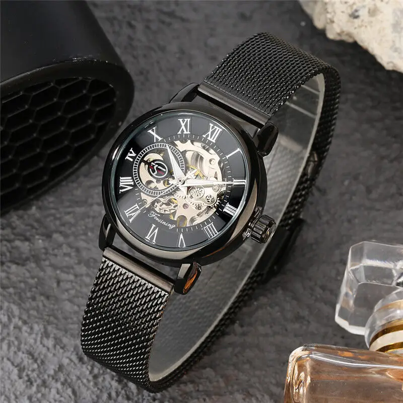 FORSINING Watch for Women Skeleton Mechanical Hand Winding Roman Numerals Watch