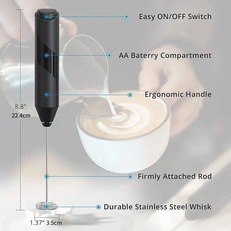 Electric Milk Frother Coffee Maker Handheld Whisk Beater Foam Maker Drink Mixer With Stand Kitchen Milk Coffee Egg Stirring Tool view 5