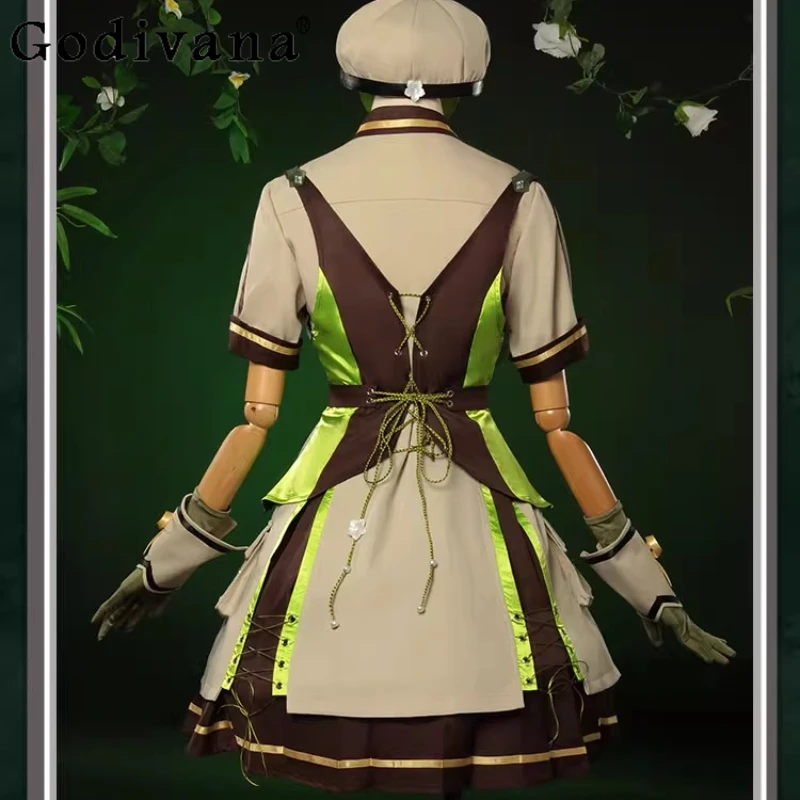 مجموعة تنورة لوليتا الخضراء التأثيرية أنيمي إنفينيتي زي نسائي بدلات الغابات الصيفية لحفلات الهالوين للنساء التنانير