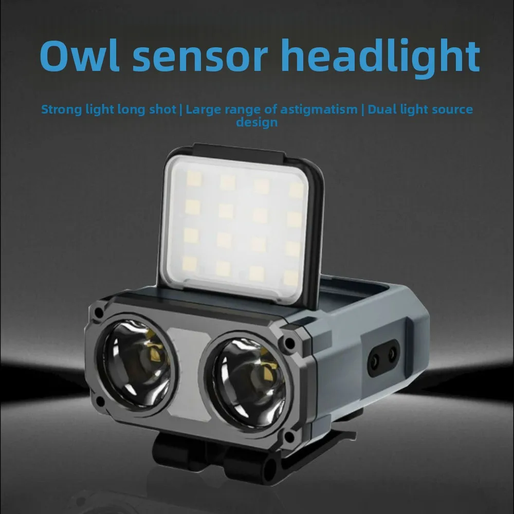 

Sensor Headlamp Super Bright Long-Range LED Headlight with Red Light Long-Lasting Clip-on Cap Light for Outdoor Fishing