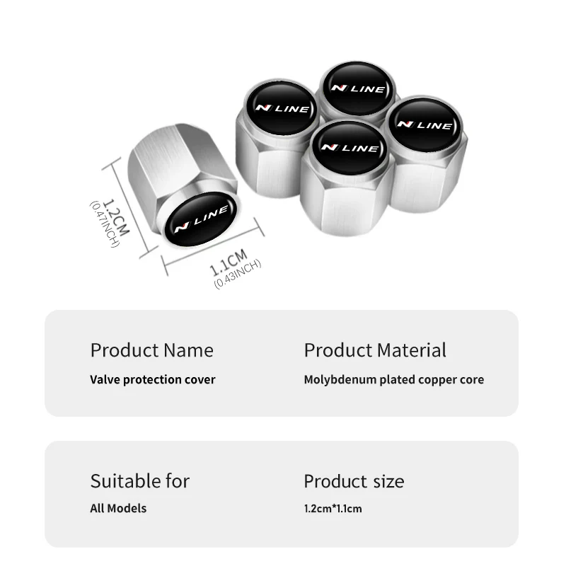 For Hyundai Car Tire Valve Caps Auto Universal Anti-Rust Protection Covers N Line i20 i30 Sonata Tucson Azera Elantra Veloster - view 6