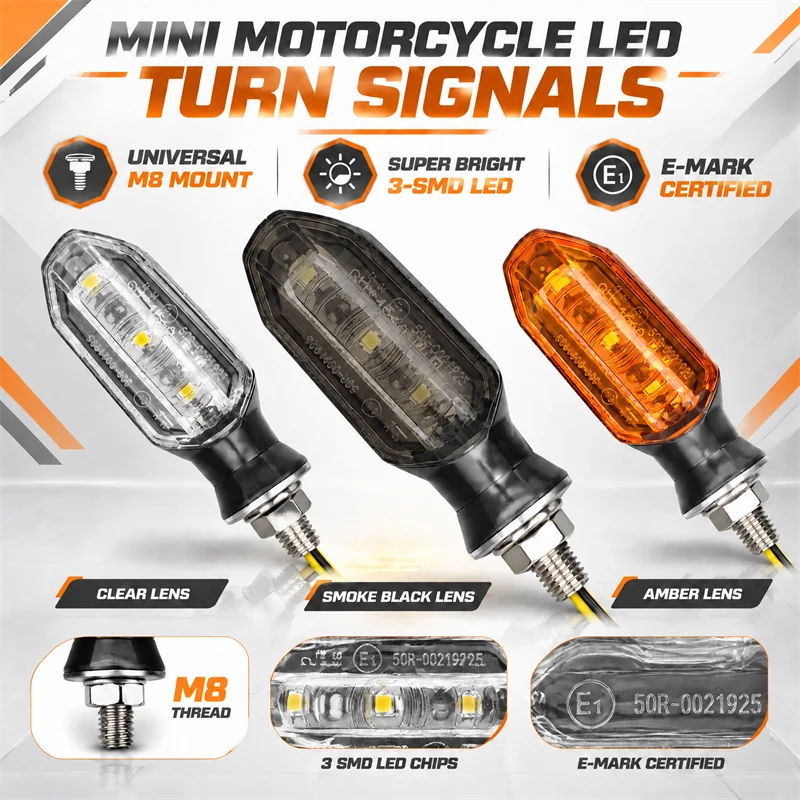 Motorcycle Turn Signal LED Blinker Amber Indicator LED Lamp 12V For Yamaha FZ 1 YZF R3 R6 R1 MT 07 09 FZ6 Tracer 900 Tenere 700