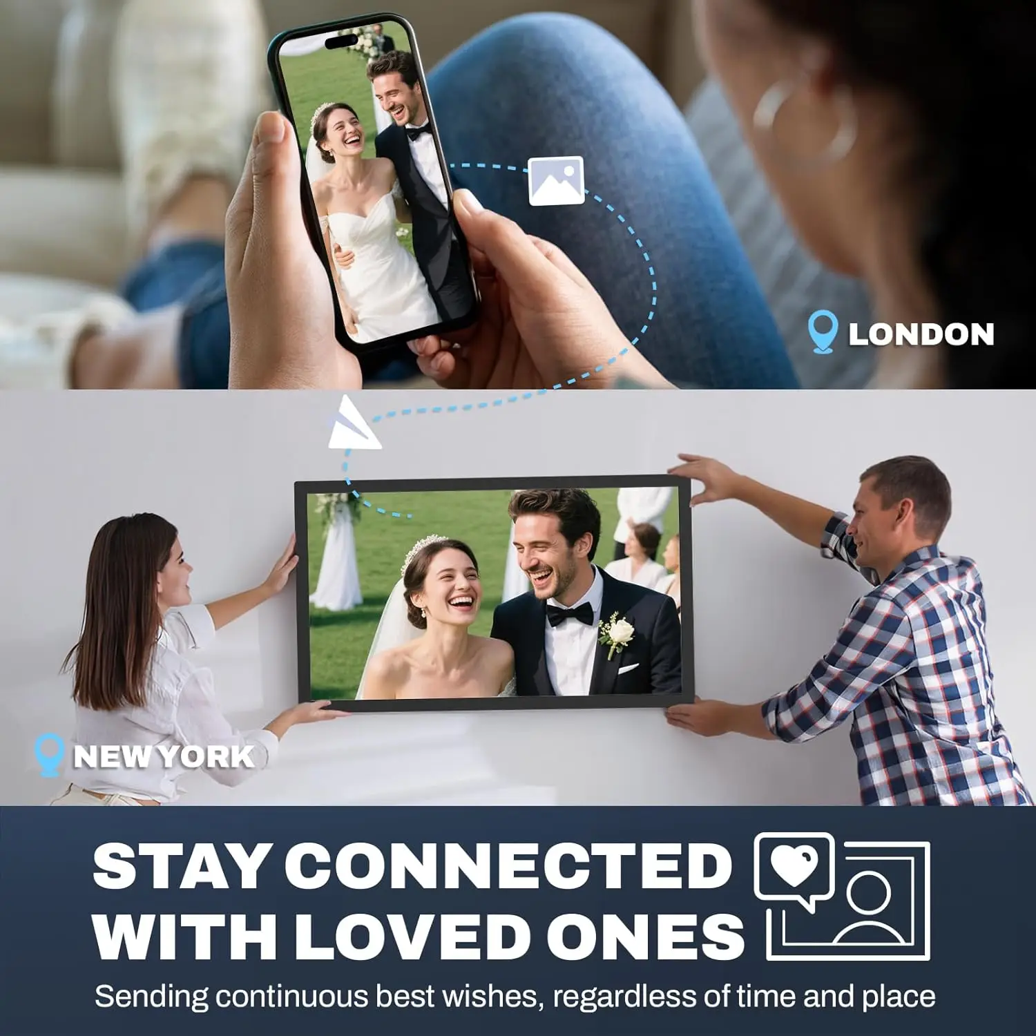 إطار صور رقمي FHD مقاس 24 بوصة، 1920 × 1080 IPS، WiFi، مساحة تخزين 32 جيجابايت، جهاز تحكم عن بعد، تدوير تلقائي، مشاركة عبر التطبيق/البريد الإلكتروني، USB/microSD، أسود