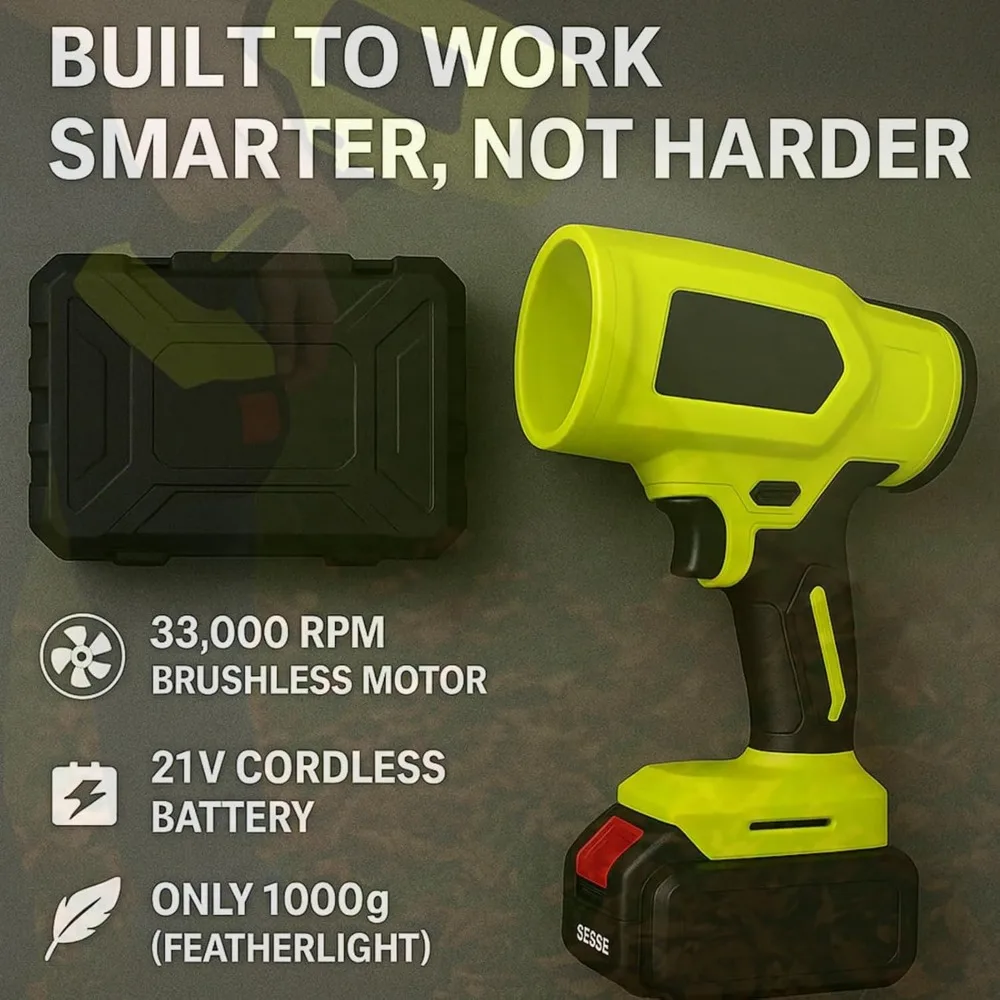 Cordless Leaf Blower with Turbo Jet Technology: Powerful Mini Handheld Air Duster for Yard and Patio Cleaning