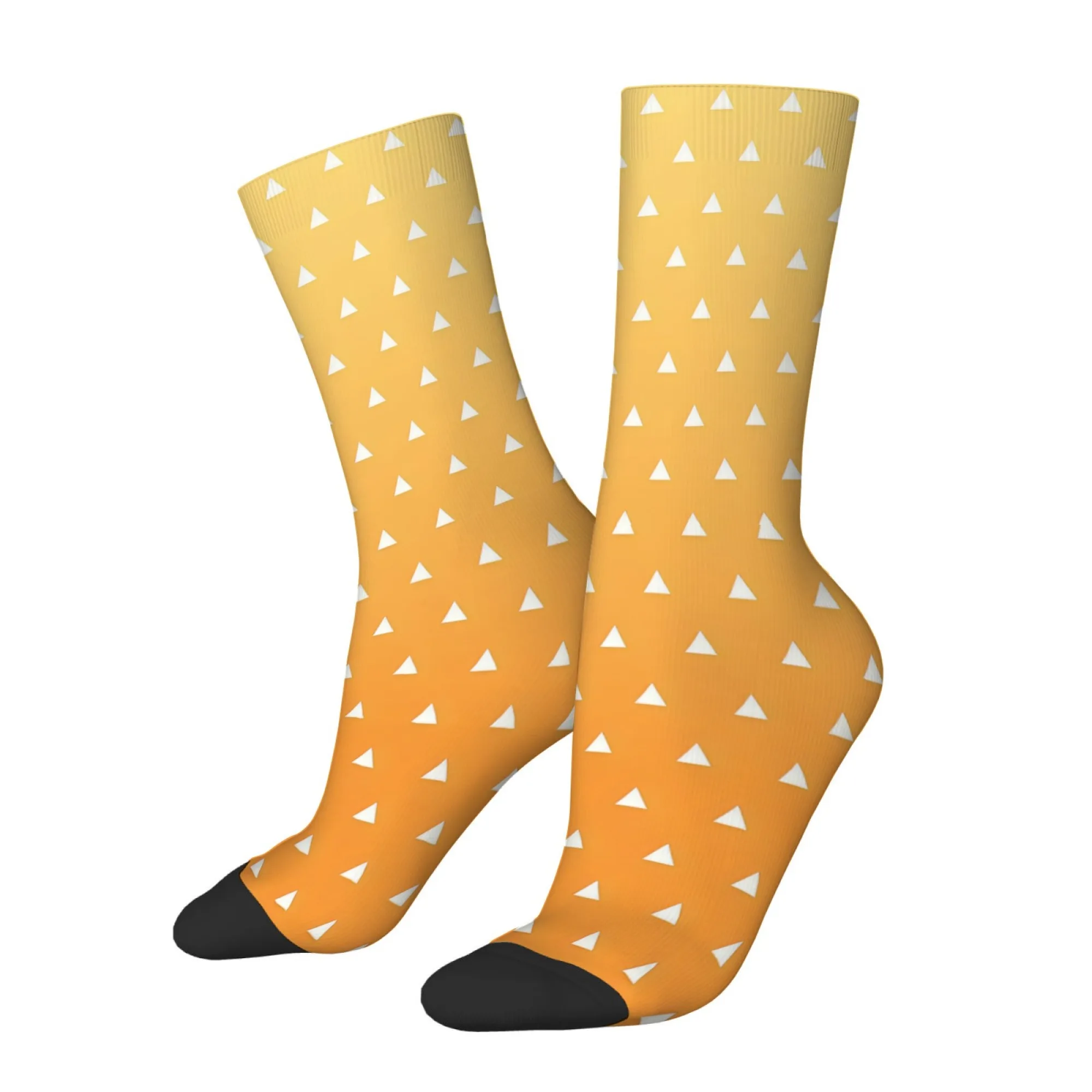 Yellow Gradient Triangle Socks Soft Comfortable Skin Friendly Men's Socks Parties Outdoor Sports Cute Stylish Compression Socks