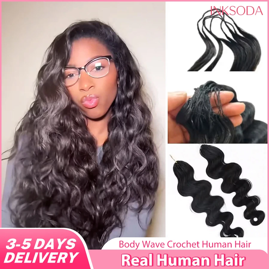 12A Knotless Pre Separated Body Wave Feather Crochet Human Hair Real Hair Extensions For Braiding Twist Feather Line For Women Extensions Wigs Miracle Knots Braiding Hair Extensions Materials Bouncy Water Waves Crochet Human Hair Body Wave Promotional