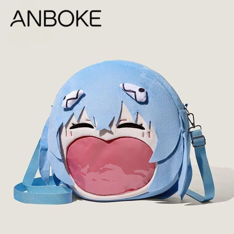 35Cm Neon Genesis Evangelion Ayanami Rei Plush Backpack Adjustable Shoulder Straps Badge Plush Doll Storage Friend Birthday Gift