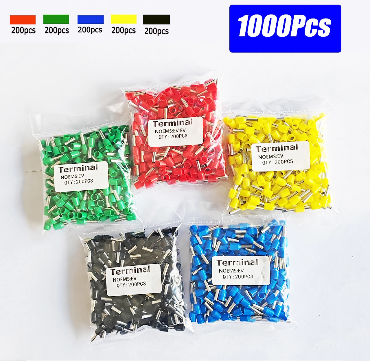1000-teiliges Set isolierter Kabelendhülsen AWG23-7, Crimp-Kabelendklemmen, 5 Farben, 200 Stück pro Farbe für elektrische Kabelverbinder – Detail 18