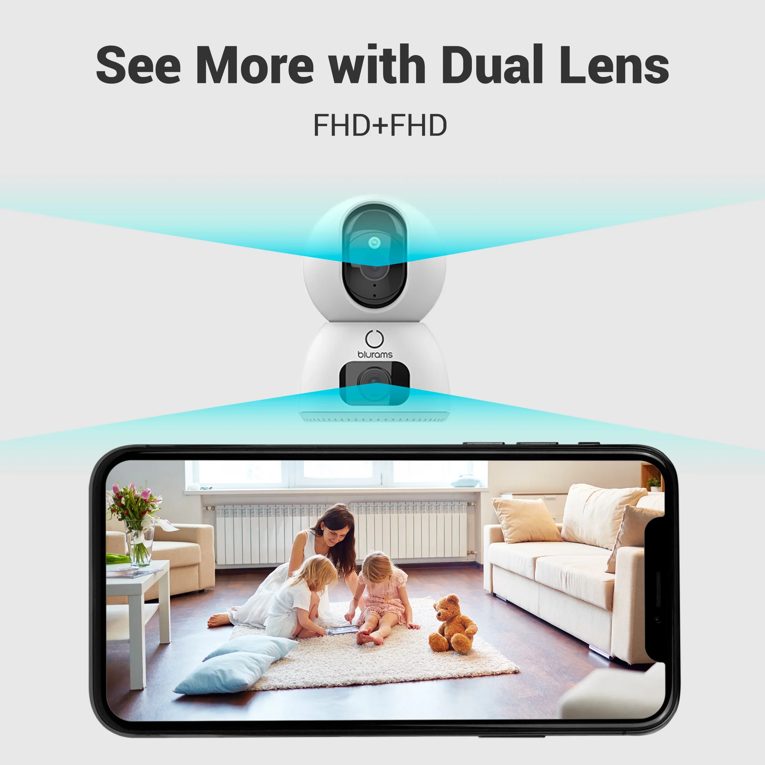Blurams ,2.4G/5GHz WiFi，Dual Screen Machine with Linked Tracking And Dual Lens Linkage for Security And Surveillance,Bluetooth
