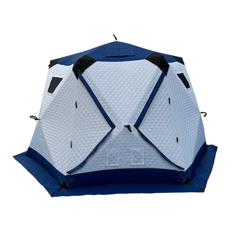 Winter Fishing, Camping, Scenic Viewing, Thick and Warm Fabric with Chimney, Ice Fishing House with Opening and Fixed Pad