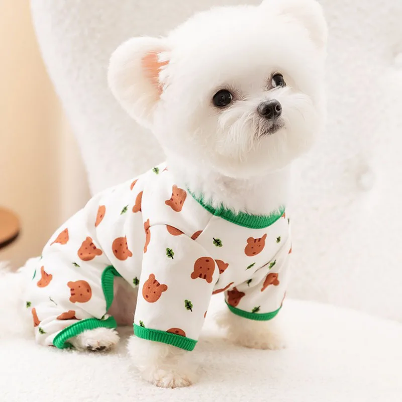 Teddy Animal Printed Four Legs Loungewear Pet Warm Loungewear Puppy Cute Pajamas Fall and Winter Popular Dog Clothes