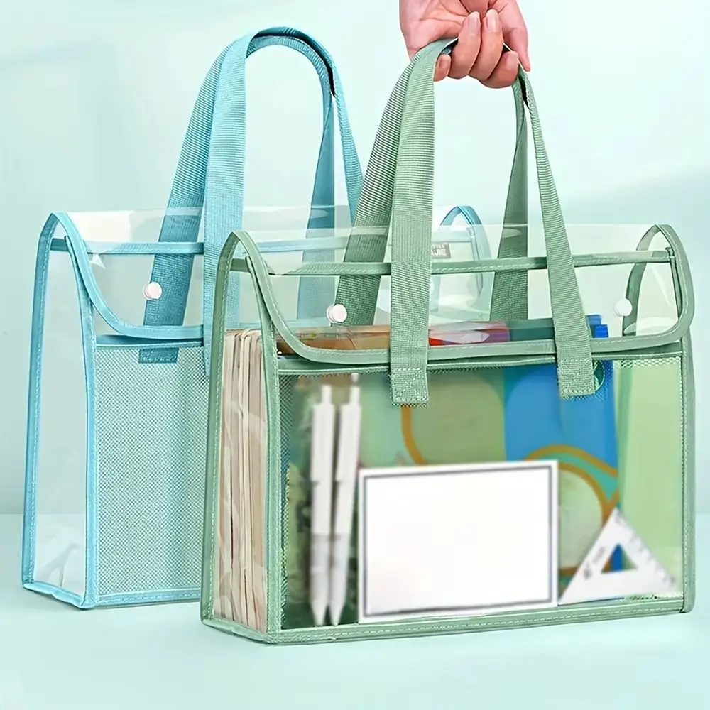 Bolsa de almacenamiento de papel de prueba de gran capacidad, bolsa de examen transparente de PVC, suministros de oficina, bolsa de almacenamiento duradera para documentos