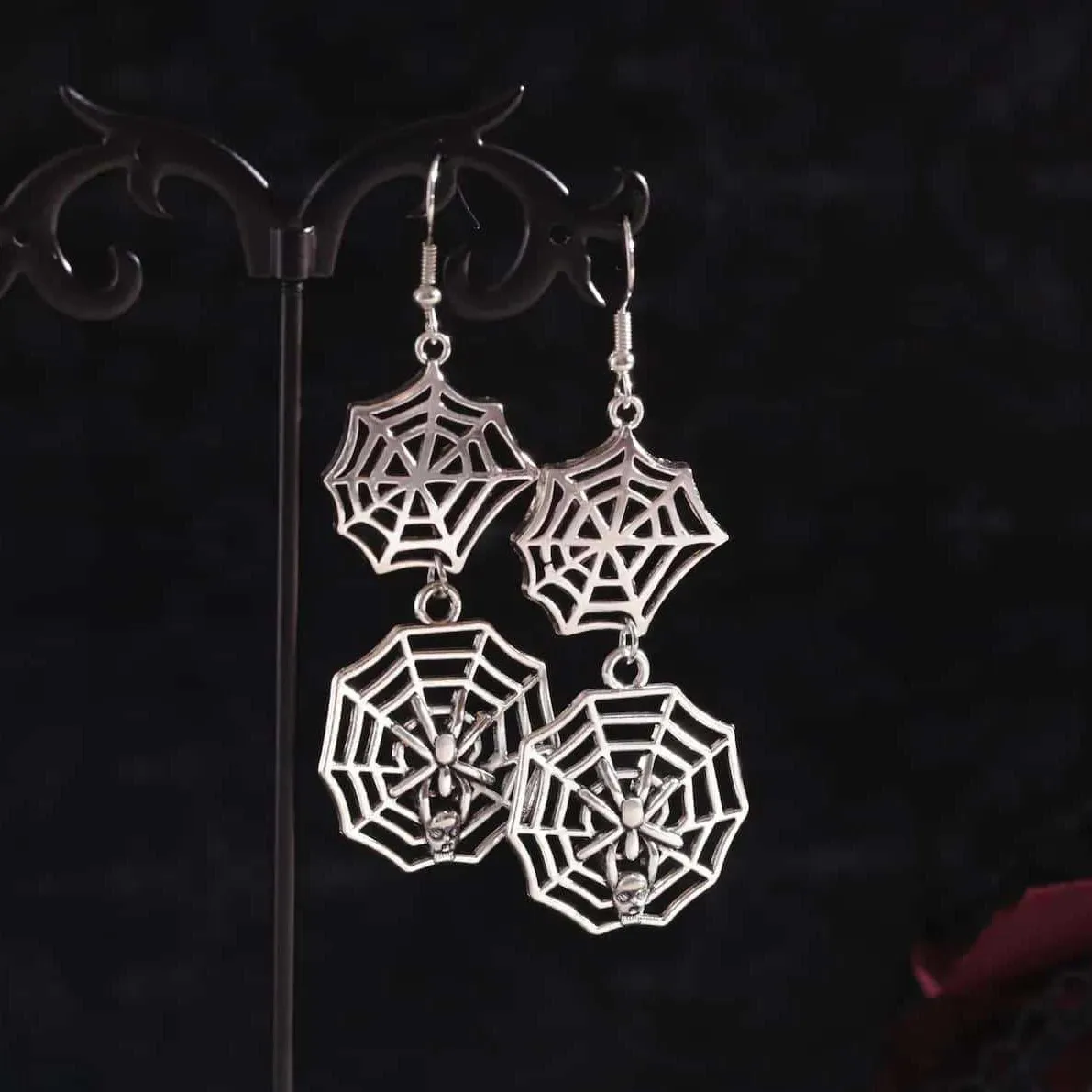 

Spider web earrings, Gothic jewelry, retro, Pagan, witchcraft accessories, Handmade, mysterious, spider, ear hook For Women Girl