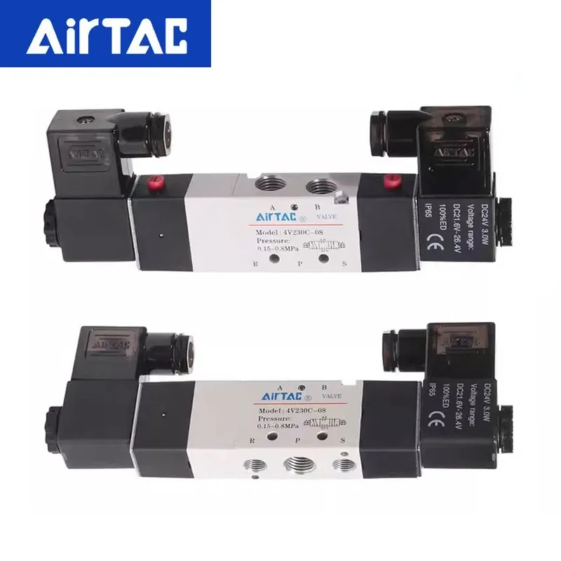 AirTAC 4V330C-10 Solenoid 4V130C-06 4V230C-08 Valve Air Valve Three Position Five Way Reversing Valve 12V 24V 110V 220V