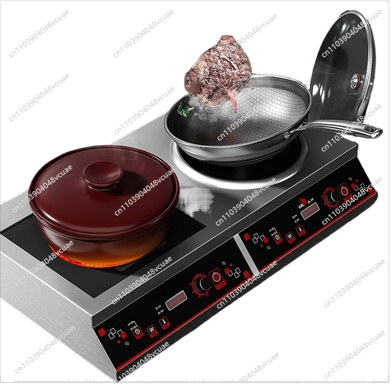 

For Stainless Steel Induction Cooker Home Commercial 220V 3500W High Power Flat Concave Double-head Stove Kitchen Appliance