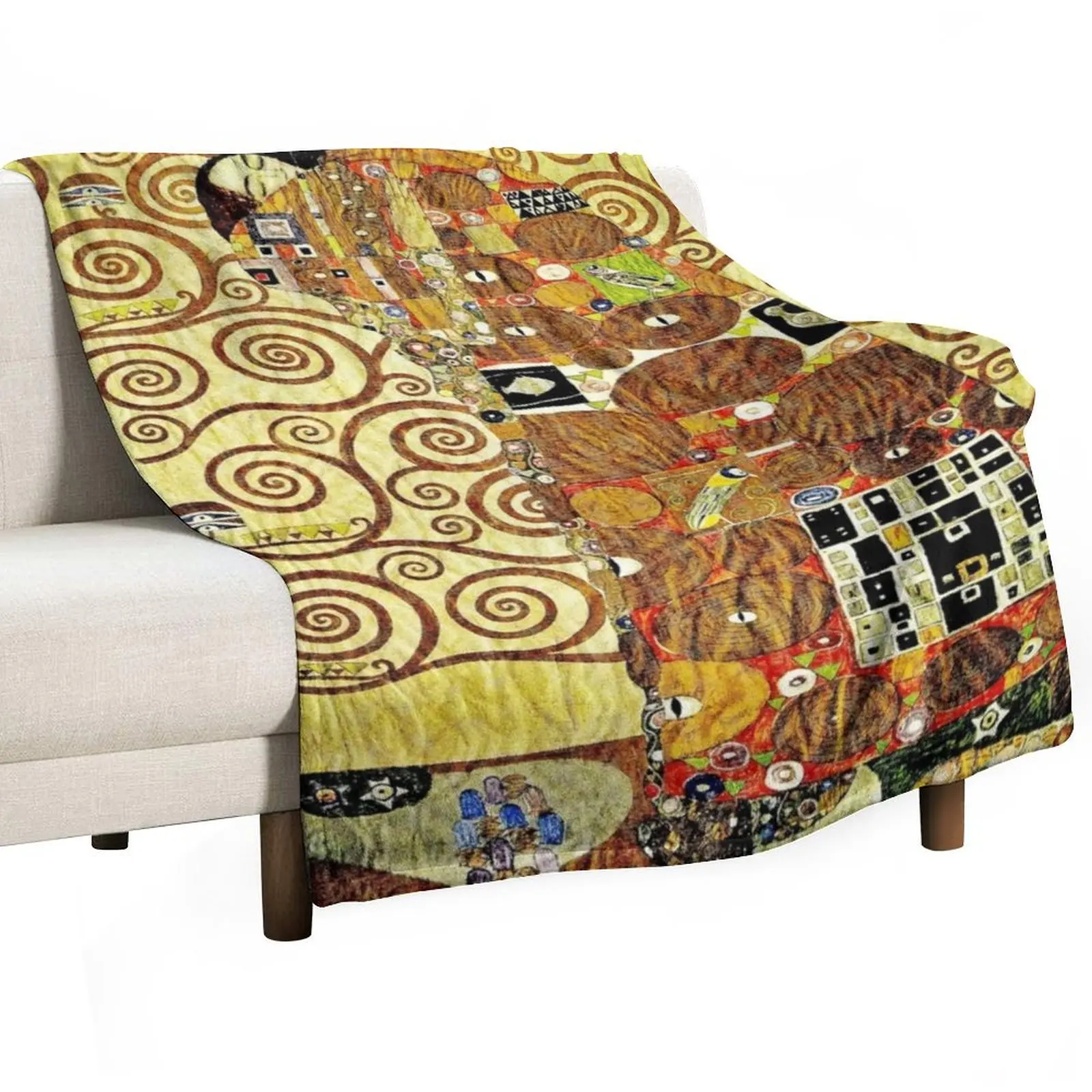 Fulfillment | The Tree of Life by Gustav Klimt Detail - Gold Throw Blanket Tourist Blankets For Bed Blankets