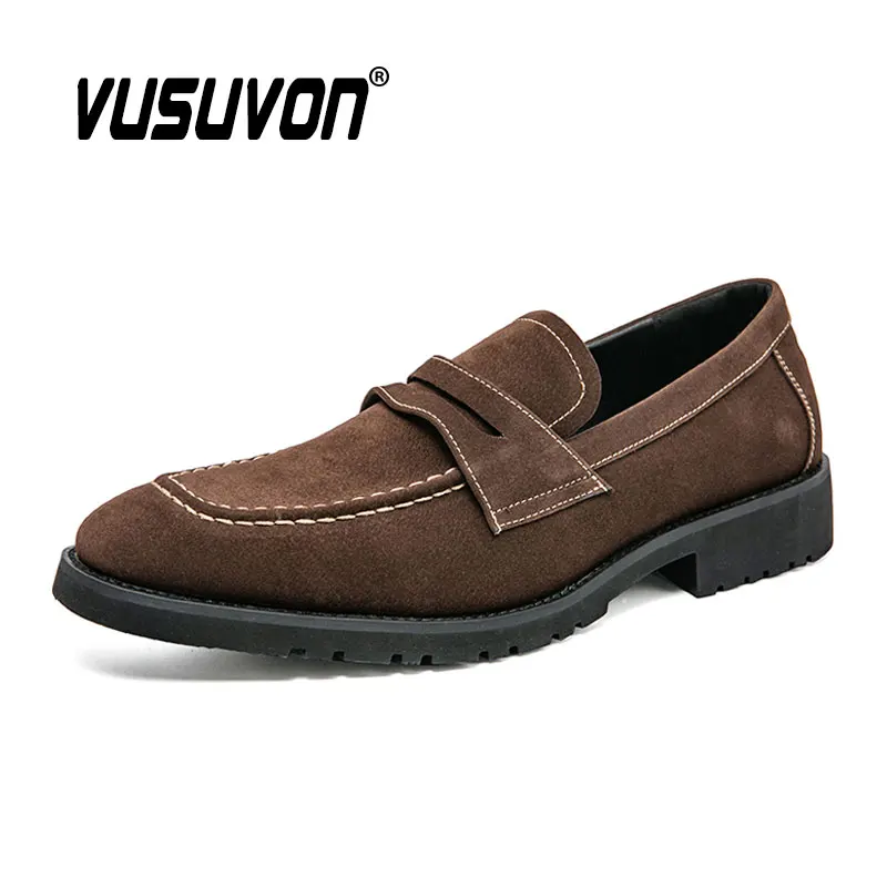 Men High Quality Suede Leather Loafers Casual Shoes Moccasins Black Slip On Flats Fashion Male Driving Size 38-48