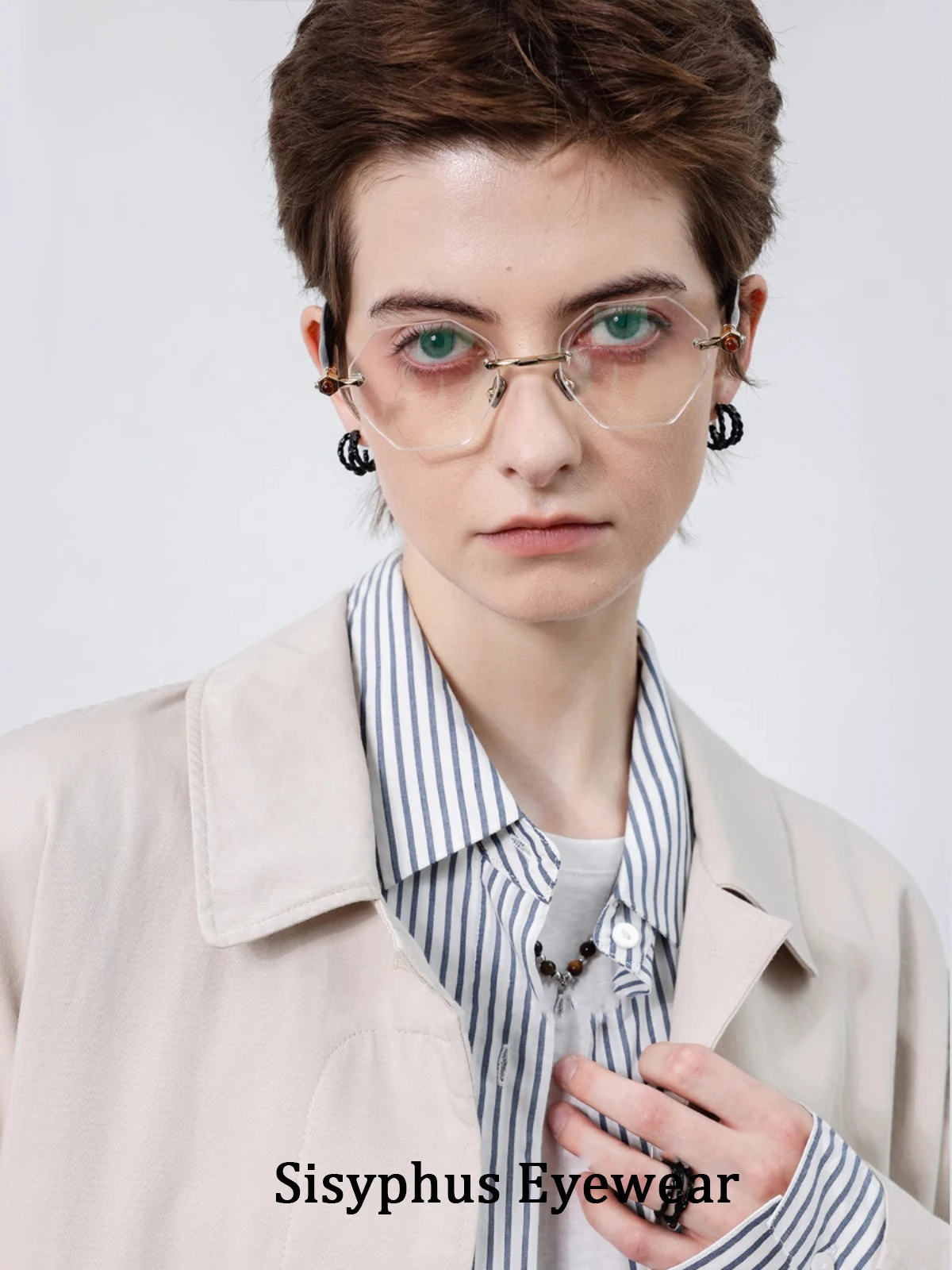 Light luxury literary style rimless eyeglass frames pure handmade design anti-blue light glasses for men and women