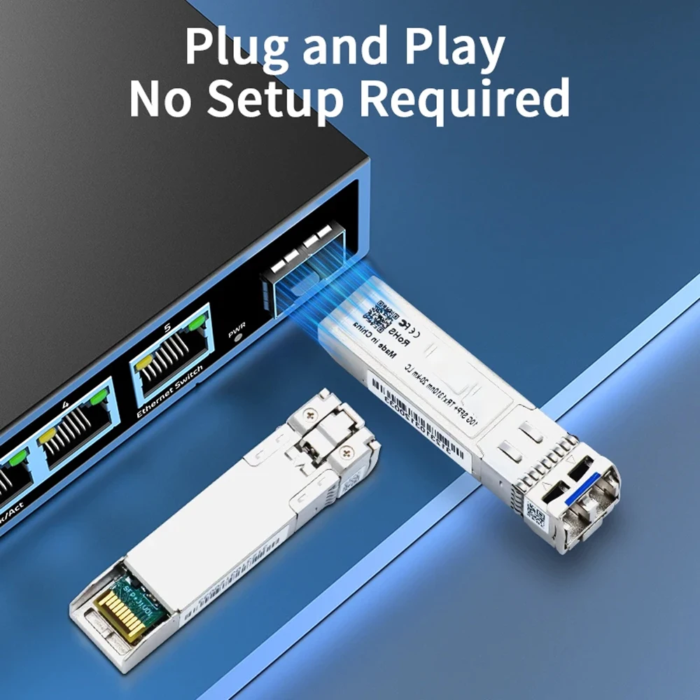 10G SFP+ Fiber Module Transceiver BIDI 10KM DDM LC Optical Fiber Module Single Mode Dual Fiber with Cisco/Mikrotik/Huawei Switch
