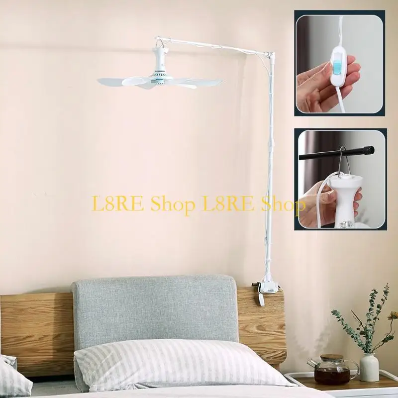 L8RE 16.7inch AC 220V 10W Silent Household Dormitory Bed Hanging Fan Mini Ceiling Fan