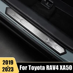 Tira de decoración de umbral de puerta de coche ABS, accesorios de pedales de bienvenida para Toyota RAV4 2019-2021 2022 2023 RAV 4 XA50 Hybrid