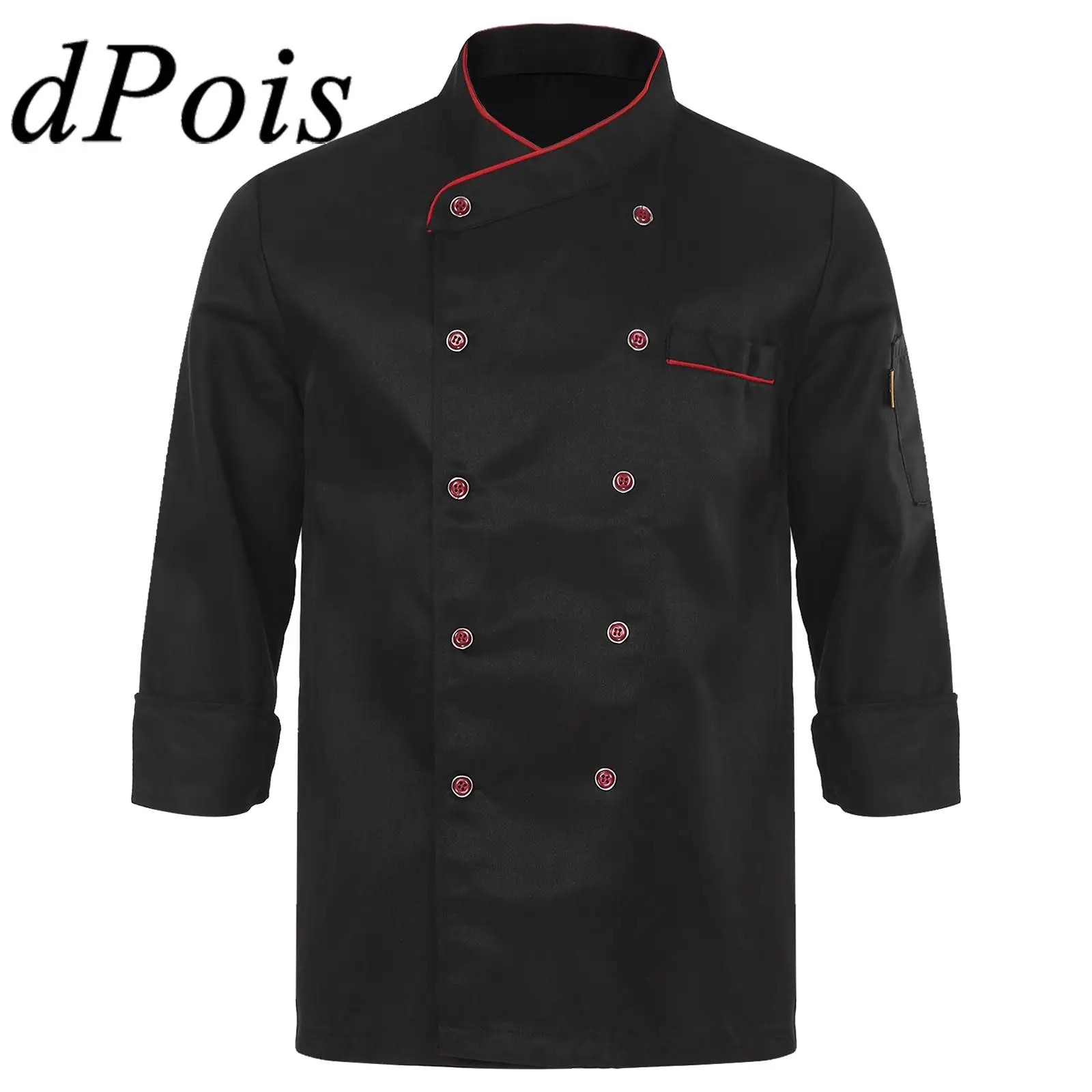 Unisex Chef Jacket Mens Women Cook Shirt Workwear Canteen Bakery Hotel Restaurant Catering Chef Uniform Kitchen Cooking Clothes