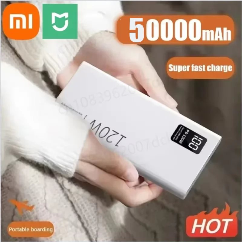 샤오미 신제품 50,000mAh 고속 충전 보조배터리 – 아이폰, 삼성, 화웨이 호환, 120W 대용량 휴대용 충전기