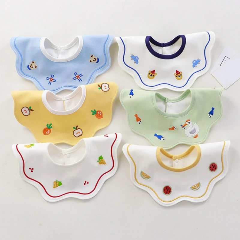 M76C Baby Bib 360 Degree Rotation Soft Comfortable Burp Cloth Baby Feeding Drool Bib for Little Toddler Girls Boys Learning