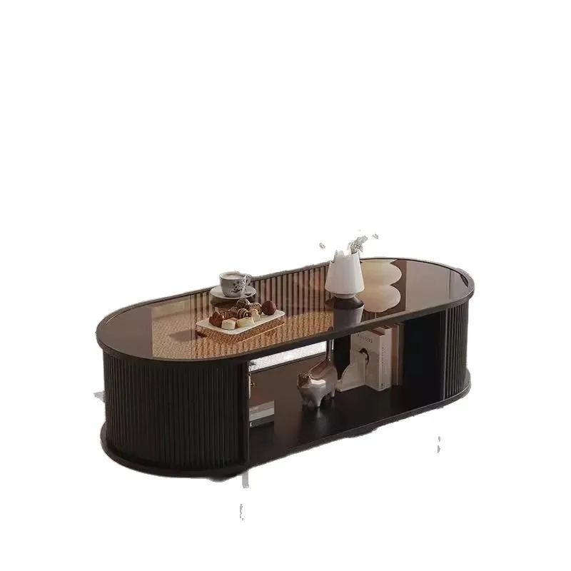

Movable coffee table living room household small apartment tea table simple modern tea table 2025 new oval small