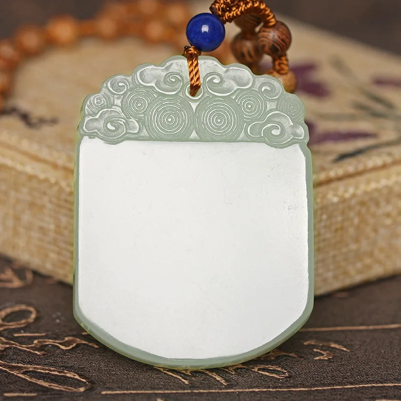 

Hetian Blue White No- Men's and Women's No-Matter Brand Jade Pendant