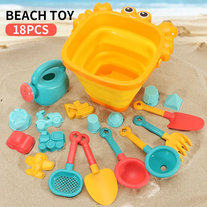 Beach Sand Toys Set Outdoor Play Shovels Castle Animal Mold Kids Sandbox Toy for Kid Foldable Beach Sand Toys Set Bucket Shovel