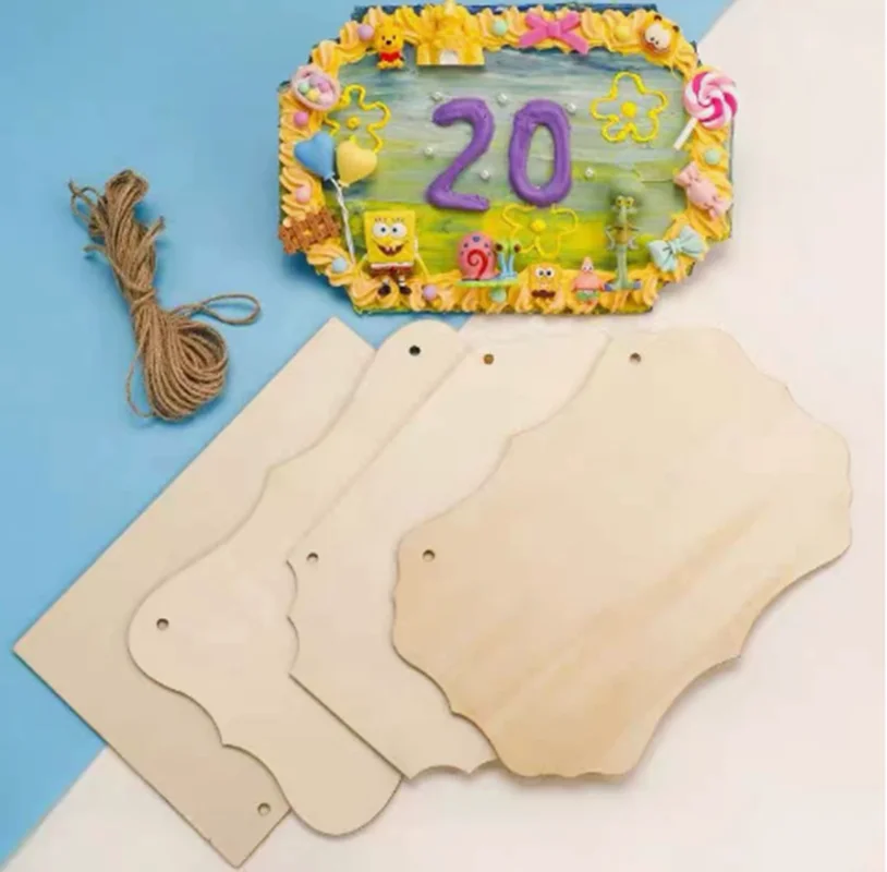 Multi Style Wooden DIY Blank Unfinished Plaque Door Hanging/Home Decor Sign Message Board/Guide Board/Painting Pyrography Board