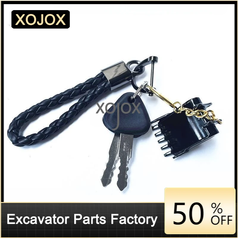 XOJOX For Volvo excavator cab key alloy bucket key chain exquisite creative decoration buckle parts