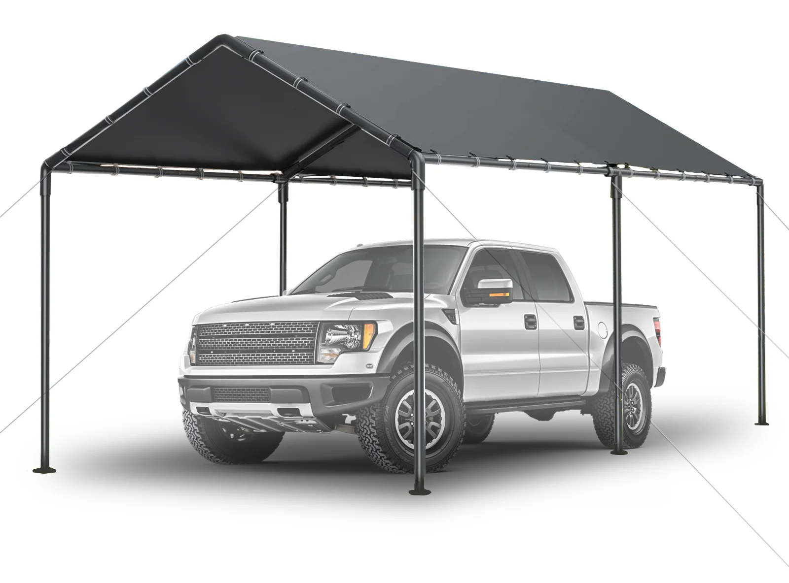 

Grezone Carport L20 x W10 x H9.2 Ft Heavy Duty Portable Garage Car Tent All Season UV Resistant Canopy