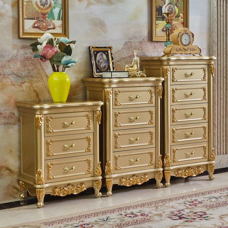

wood chest of drawers Living room side cabinet Champagne gold Bedroom locker drawer Vertical storage cabinet Luxury