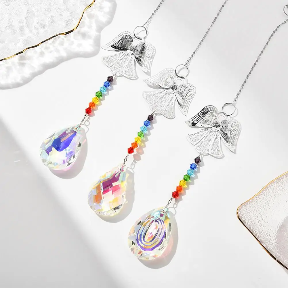 Angel Wing Faux Crystal Decoration Sun Catcher Hanging Ornament Rainbow Maker Prism Pendant Loss of Loved One Memorial Gifts