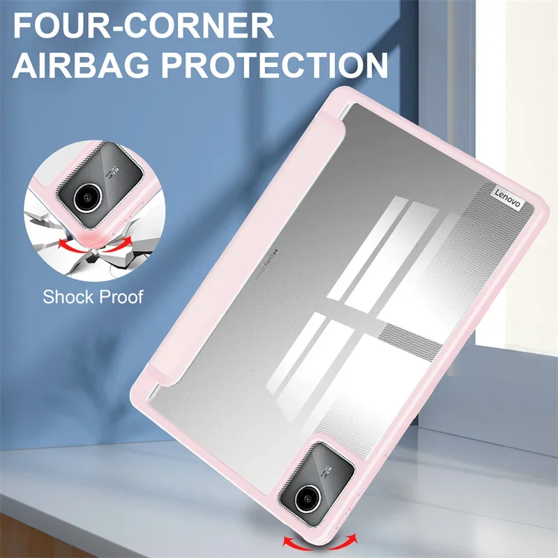 Tablet Case for Lenovo Xiaoxin Pad 2024 Tab M11 11 Inch Trifold Pencil Holder Acrylic Back Flip Stand Kickstand Shockproof Cover image 5