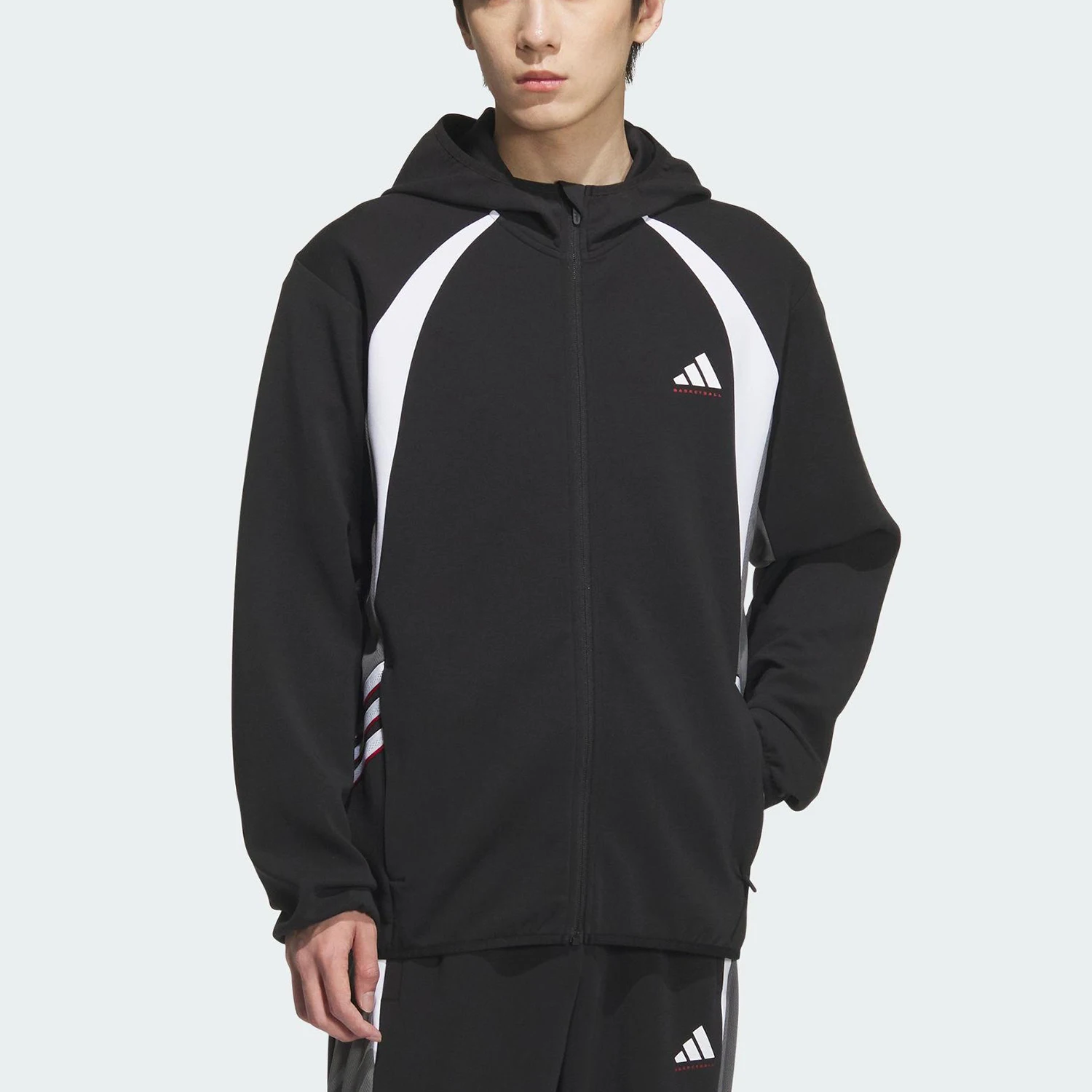 

Adidas genuine 2025 Autumn Men's Basketball Patched Hooded Jacket KC0330