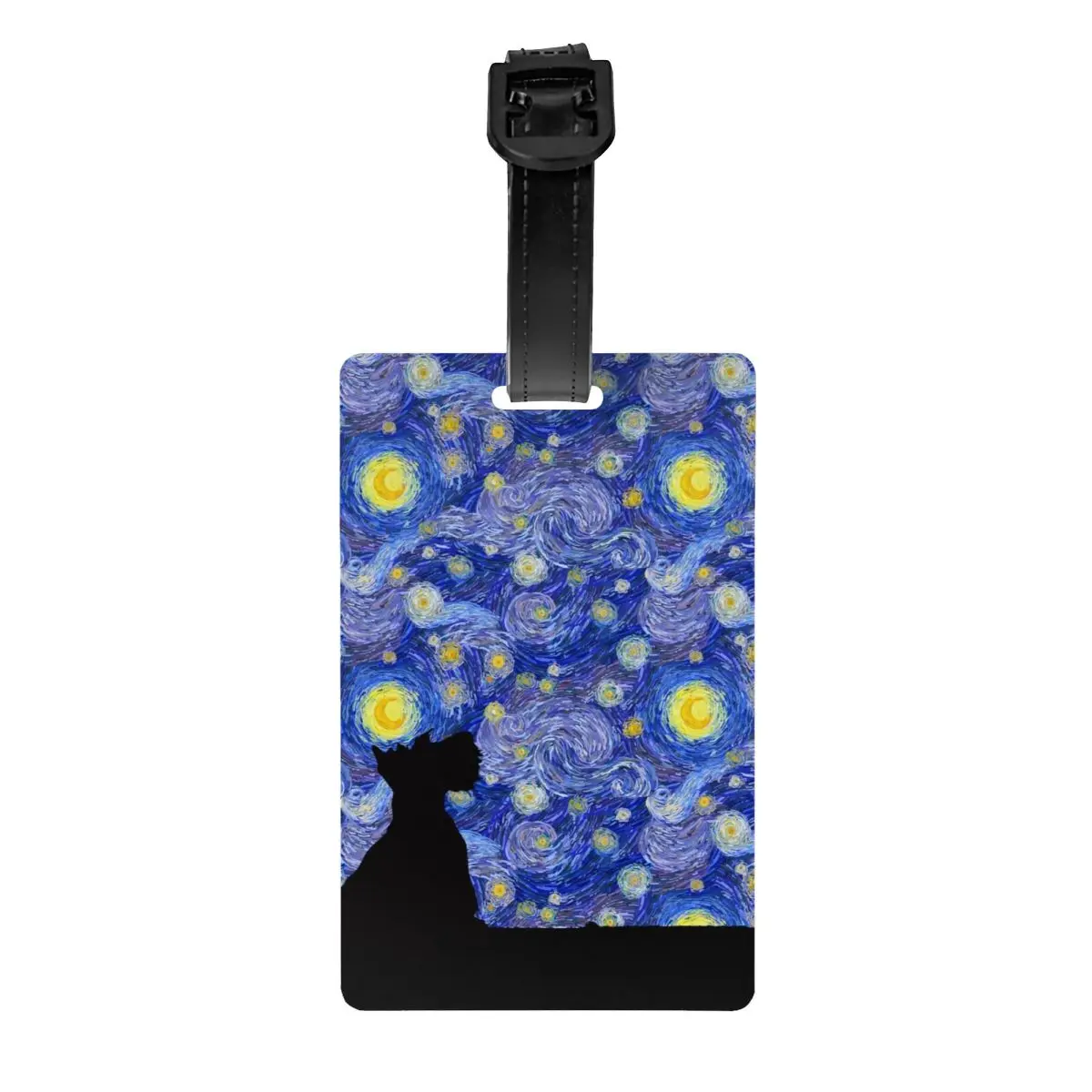 Custom Scottish Terrier Van Gogh Luggage Tag Scottie Aesthetic Art Dog Travel Bag Suitcase Privacy Cover ID Label