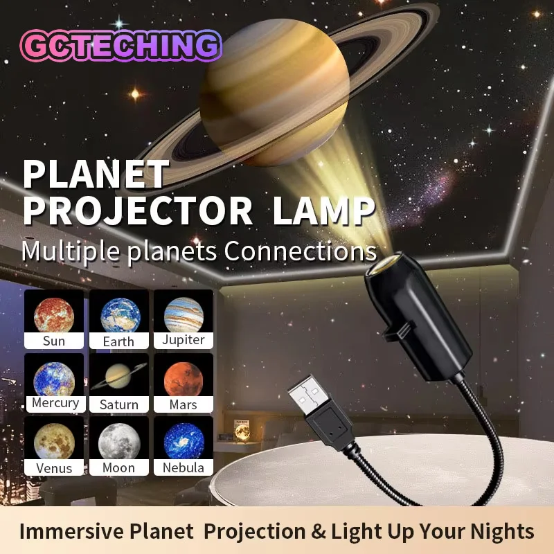 USB Projector Light Halloween Moon Lamp Christmas Holiday Night Light Rotatable Scenes Projector for Wall Ceiling Decor Lighting