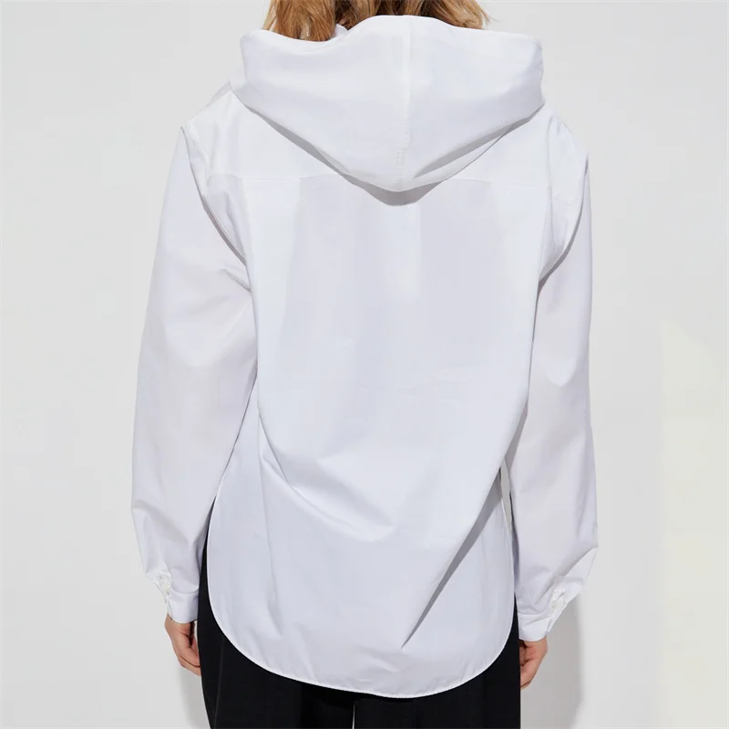 Women shirts New high-quality pure cotton women's long sleeved top for spring 2025 Casual versatile hooded Blouse Women's Hoodie