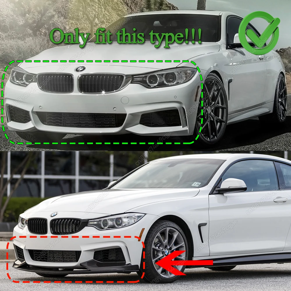4 قطعة شفة مصد السيارة الأمامية الناشر الفاصل طقم الجسم غطاء لسيارات BMW F32 F33 F36 420i 430i 420d M440i 2014-2020 ABS لمعان أسود ضبط #2