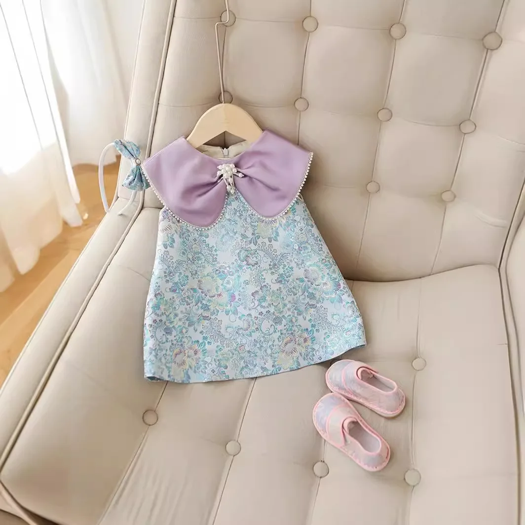 2025 New Girls' Small Cheongsam Children's Tang Clothing Baby New Year's Dress Banquet Dress Catch Zhou Dress