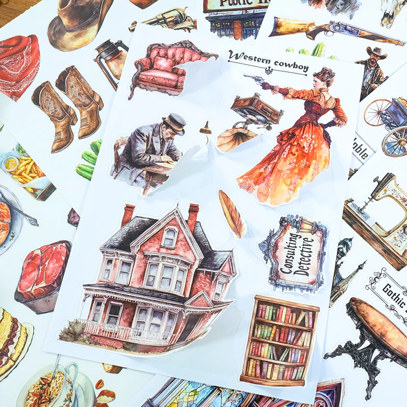 

20 листов/книга, винтажный западный ковбойский персонаж, пейзажная наклейка, книга, креативный DIY журнал, материал, канцелярские принадлежности для коллажа
