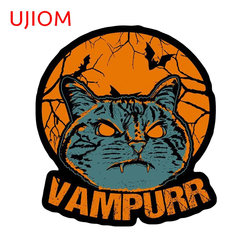 UJIOM 13cm × 11.7cm Vampurr Cat Wall Sticker Creative Personality Design Vestibule Laptop Decor Decals Amusing Bathroom Chambre